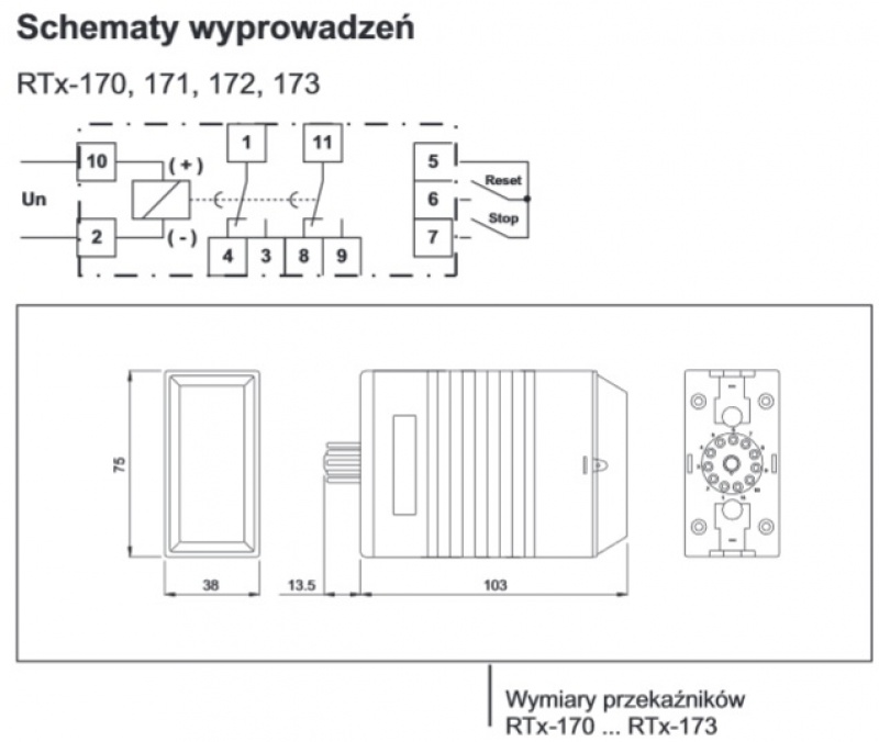 Przekaźniki czasowy RTx-171 220/230V Przekaźniki czasowy RTx-171 220/230V