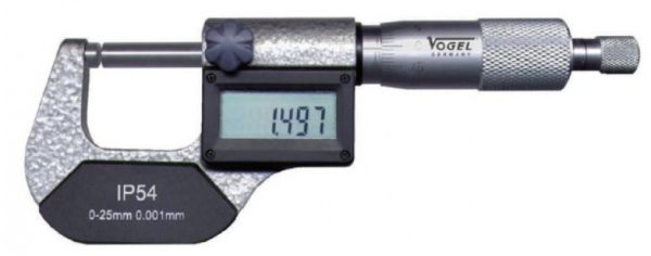 23 1088 Mikrometr zewnętrzny cyfrowy DIN 863, 0-25 mm/0,001 mm  IP 54, VOGEL