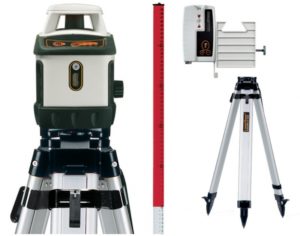 Automatyczny obrotowy niwelator laserowy z odbiornikiem lasera, statywem, łatą niwelacyjną i akumulatory/ładownik  ZESTAW AQUAPRO 120 PLUS 165 cm