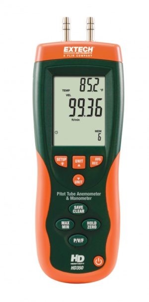 Anemometr/manometr z rurką Pitota - Extech HD350