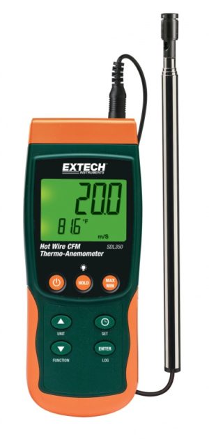 Termoanemometr/rejestrator CFM z gorącym drutem – Extech SDL350
