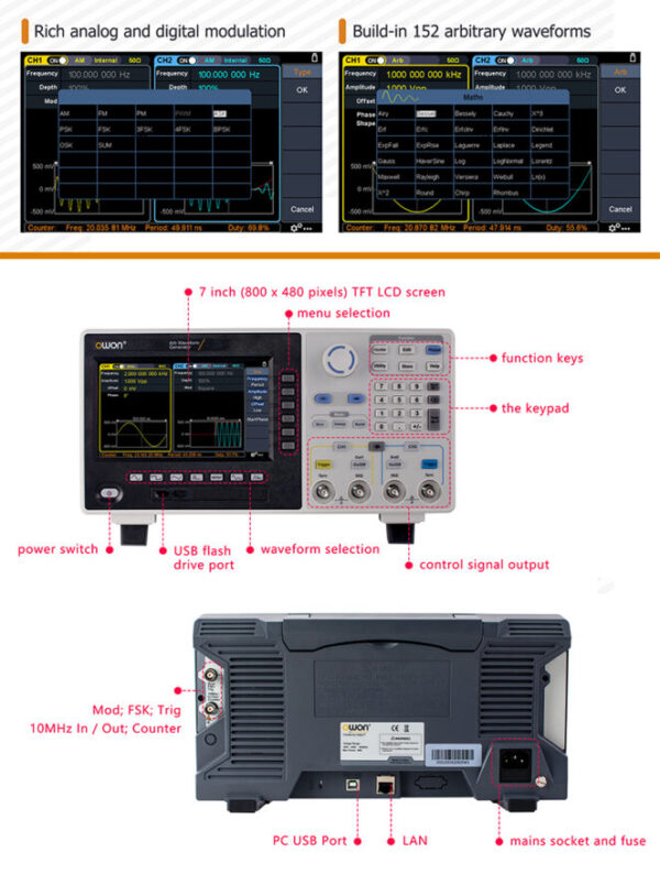 Generator arbitralny XDG2100 2x100MHz, 7 cali - obrazek 3