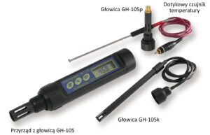 PWT-105p | Termohigrometr z głowicą GH-105p i czujnikiem temp. powierzchni, miernik punktu rosy, IP-67
