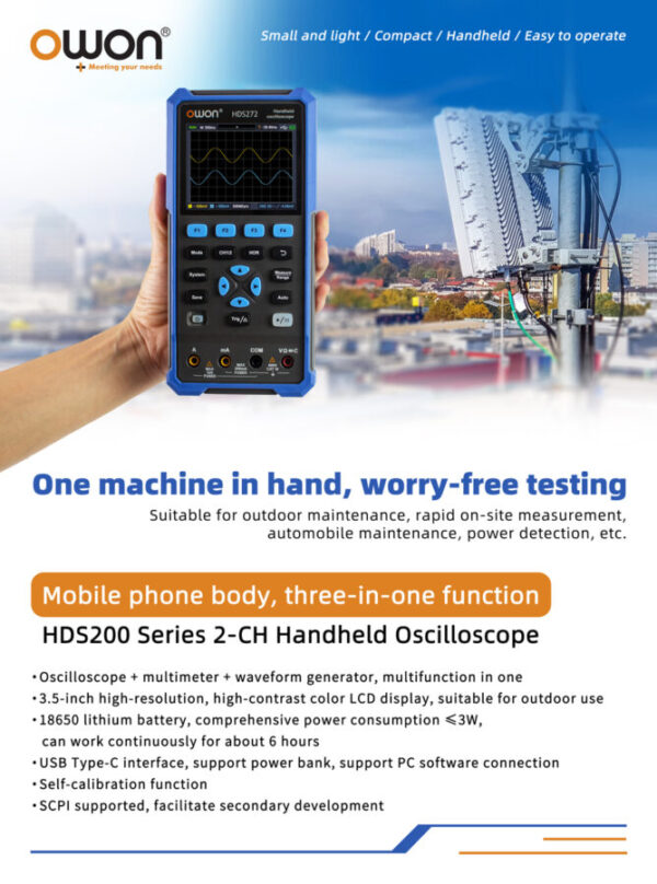 Skopometr HDS2102S 2x100MHz oscyloskop + multimetr + generator funkcyjny do 25MHz - obrazek 2