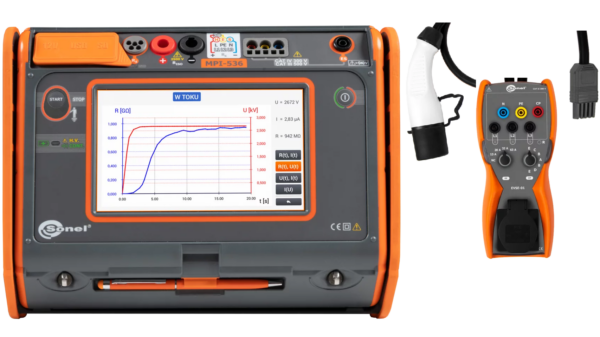 MPI-536 + EVSE-01 Wielofunkcyjny miernik parametrów instalacji elektrycznych z adapterem do pomiaru stacji ładowania pojazdów elektrycznych