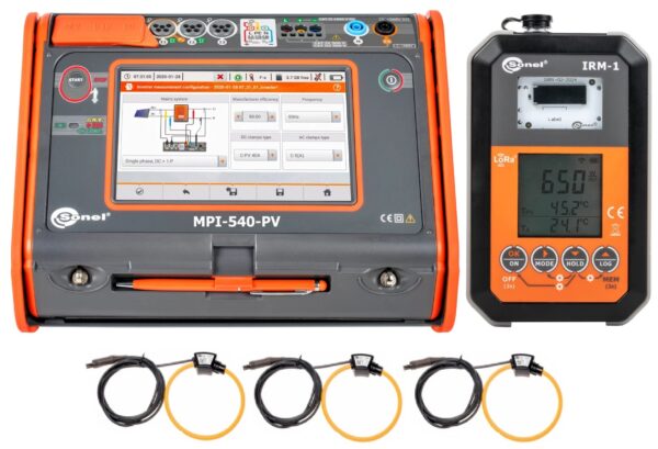 MPI-540-PV Solar Wielofunkcyjny miernik parametrów instalacji elektrycznej i fotowoltaicznej z cęgami elastycznymi i zestawem do pomiaru nasłonecznienia