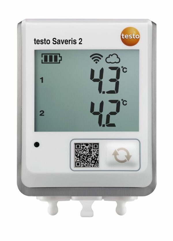 Saveris 2-T2  Rejestrator danych WLAN z wyświetlaczem i 2 gniazdami do podłączenia sond temperatury 0572 2032