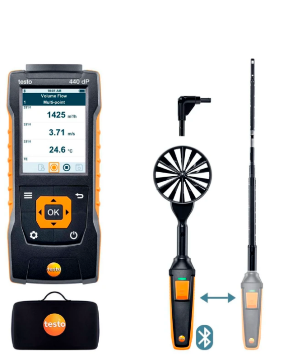 testo 440 -zestaw do pomiaru prędkości przepływu i ciśnienia ComboKit 1 z Bluetooth nr katalogowy 0563 4409