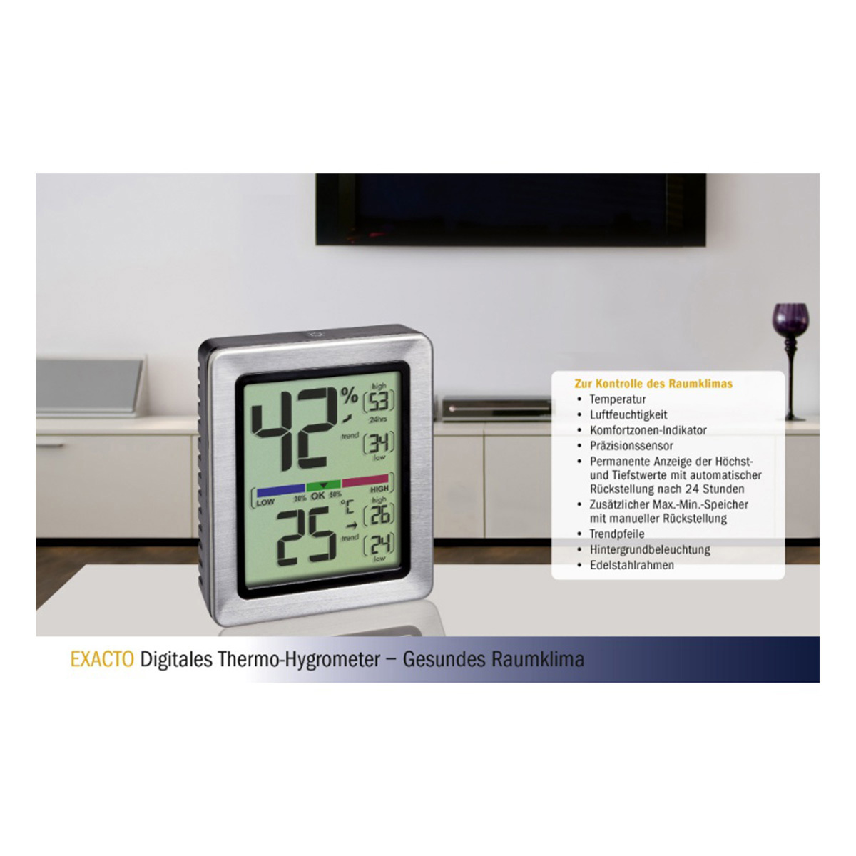 30.5047.54 | Termohigrometr MAX i MIN z magnesem EXACTO, TFA 30.5047.54 | Termohigrometr MAX i MIN z magnesem EXACTO, TFA
