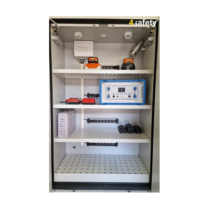 Szafa ognioodporna na baterie litowo-jonowe z bazą paletową, rozmiar M 90 min 895 x 600 x 2050 mm Szafa ognioodporna na baterie litowo-jonowe z bazą paletową, rozmiar M 90 min 895 x 600 x 2050 mm