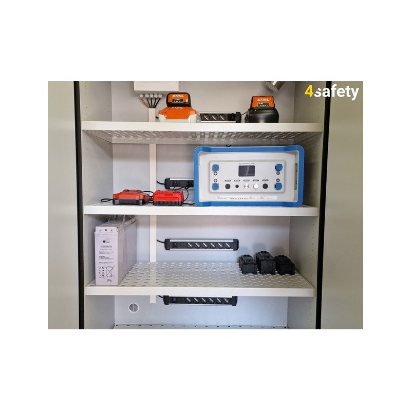 Szafa ognioodporna na baterie litowo-jonowe z bazą paletową, rozmiar M 90 min 895 x 600 x 2050 mm Szafa ognioodporna na baterie litowo-jonowe z bazą paletową, rozmiar M 90 min 895 x 600 x 2050 mm