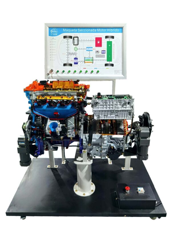 MRZ-X03301 Model przekrojowy hybrydowego systemu zasilania benzynowo-elektrycznego z panelem sterowania
