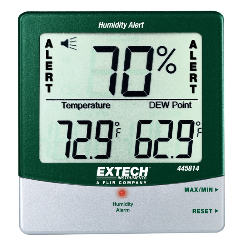 Termohigrometr z alarmem wilgotności i punktem rosy - Extech 445814 Termohigrometr z alarmem wilgotności i punktem rosy - Extech 445814