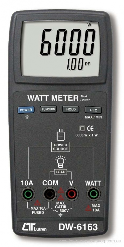 Miernik mocy DW6163 6000 W x 1 W, PF, ACV, ACA, jednofazowy Miernik mocy DW6163 6000 W x 1 W, PF, ACV, ACA, jednofazowy