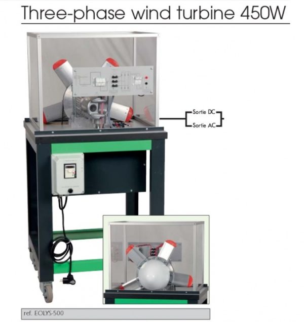 Stanowisko dydaktyczne - turbina wiatrowa 3 fazowa 450W EOLYS-500