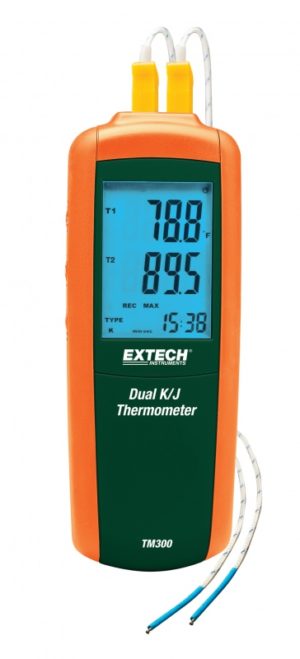 Termometr z podwójnym wejściem typu K/J - Extech TM300