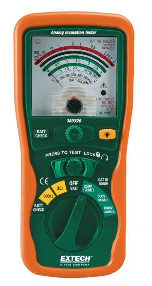 Analogowy miernik rezystancji izolacji 250V/500V/1000V - Extech 380320