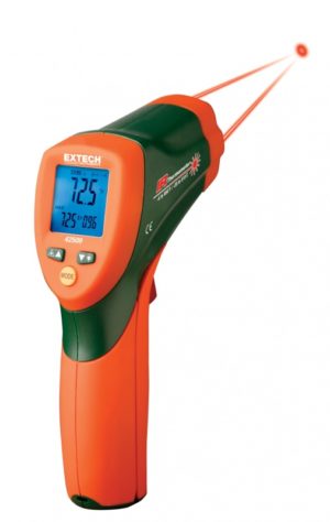 Pirometr (510°C, 12:1) z podwójnym wskaźnikiem laserowym i kolorowym alarmem - Extech 42509