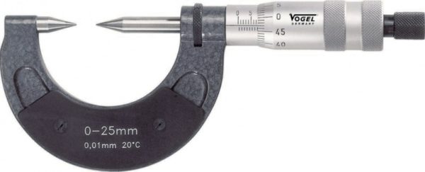 23 0065 Mikrometr z końcówkami stożkowymi 0-25 mm / 0,01 mm, VOGEL
