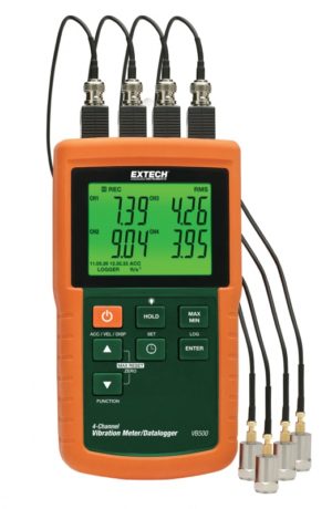 4-kanałowy miernik drgań / wibracji (wibrometr / datalogger) - Extech VB500