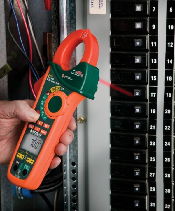 Miernik cęgowy 400A AC/DC z podwójnym wejściem temperaturowym, bezkontaktowym detektorem napięcia i pirometrem - Extech EX623 - obrazek 3