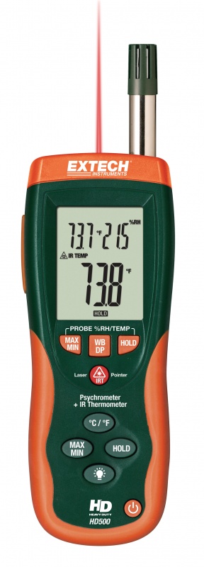 Psychrometr z pirometrem - Extech HD500