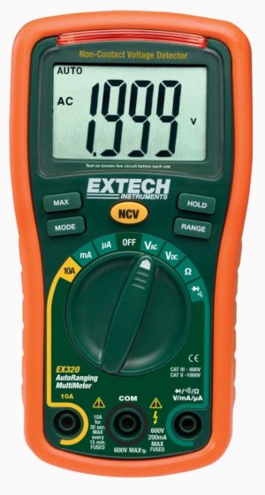 Mini multimetr z 8 funkcjami z bezkontaktowym detektorem napięcia - Extech EX320