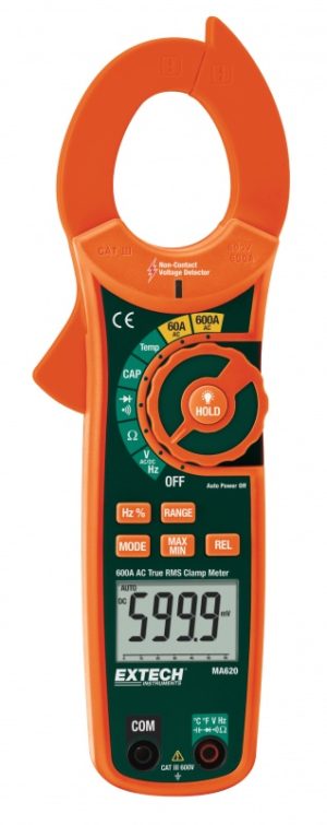 Miernik cęgowy 600A True RMS AC z bezkontaktowym detektorem napięcia - Extech MA620