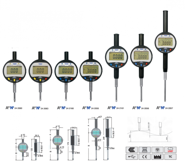 24 2060 Czujnik elektroniczny 0-12,7 mm / 0,01 mm, VOGEL - obrazek 2