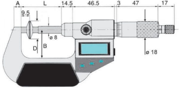 23 1171 Mikrometr zewnętrzny 0-25 mm / 0,001 mm, talerzykowy, IP40, DIN 863, VOGEL - obrazek 2