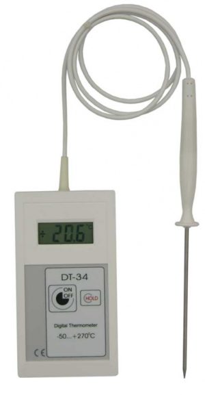 Termometr zanurzeniowy DT 34 wodoodporny sonda 120mm/ ze stali kwasoodpornej/ na przewodzie IP66