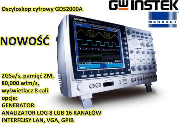 Oscyloskop cyfrowy GDS2074A 4x70MHz 2GSa/s, pamięć 2M, 80,000 wfm/s, 8 cali - obrazek 2