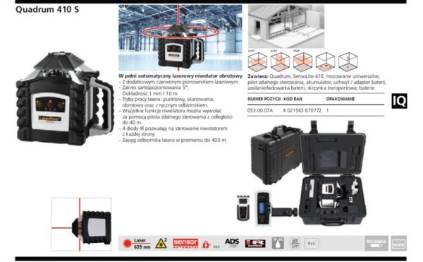 W pełni automatyczny laser obrotowy z technologią zielonego lasera QUADRUM GREEN 410 S - obrazek 2